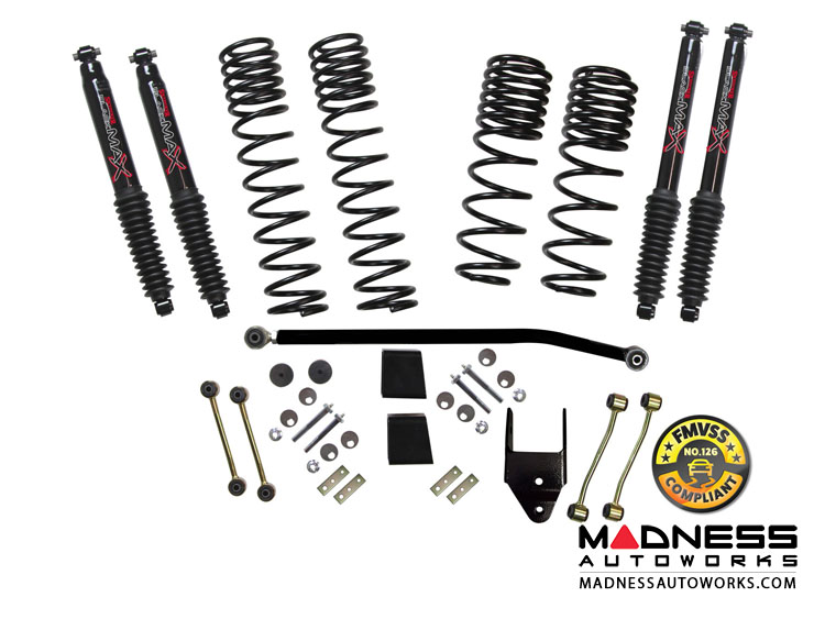 Jeep Wrangler JL Rubicon Travel Lift Kit System w/ Black MAX Shocks - 2-Door 4WD 3.5-4"